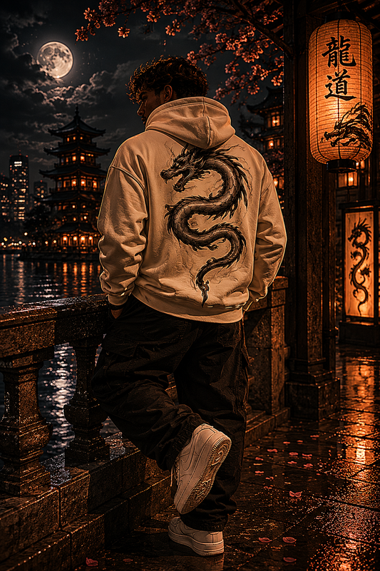 Schwarzer Drache | Oversized Hoodie