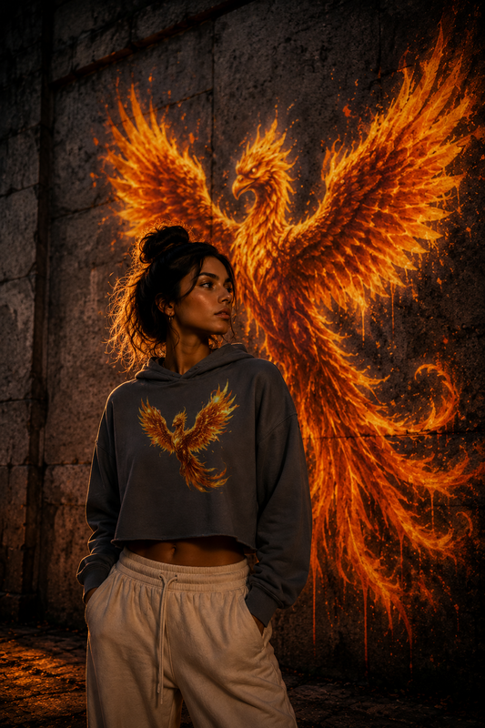 Goldener Phönix | Crop-Hoodie