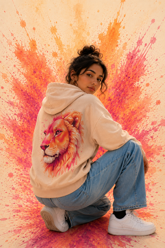 Rosaner Löwenkopf | Oversized Hoodie