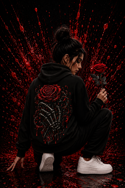 Knochenhand mit Rose | Hoodie