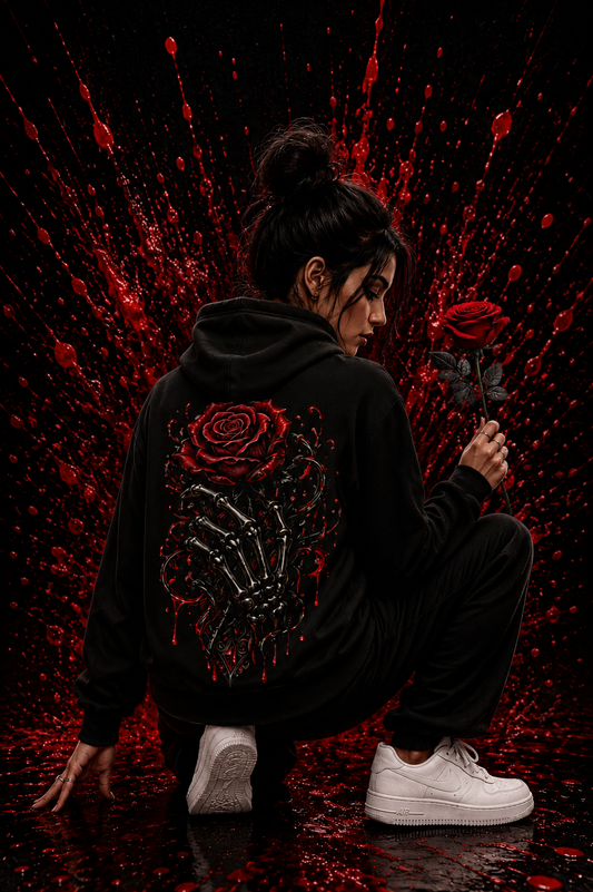Knochenhand mit Rose | Hoodie