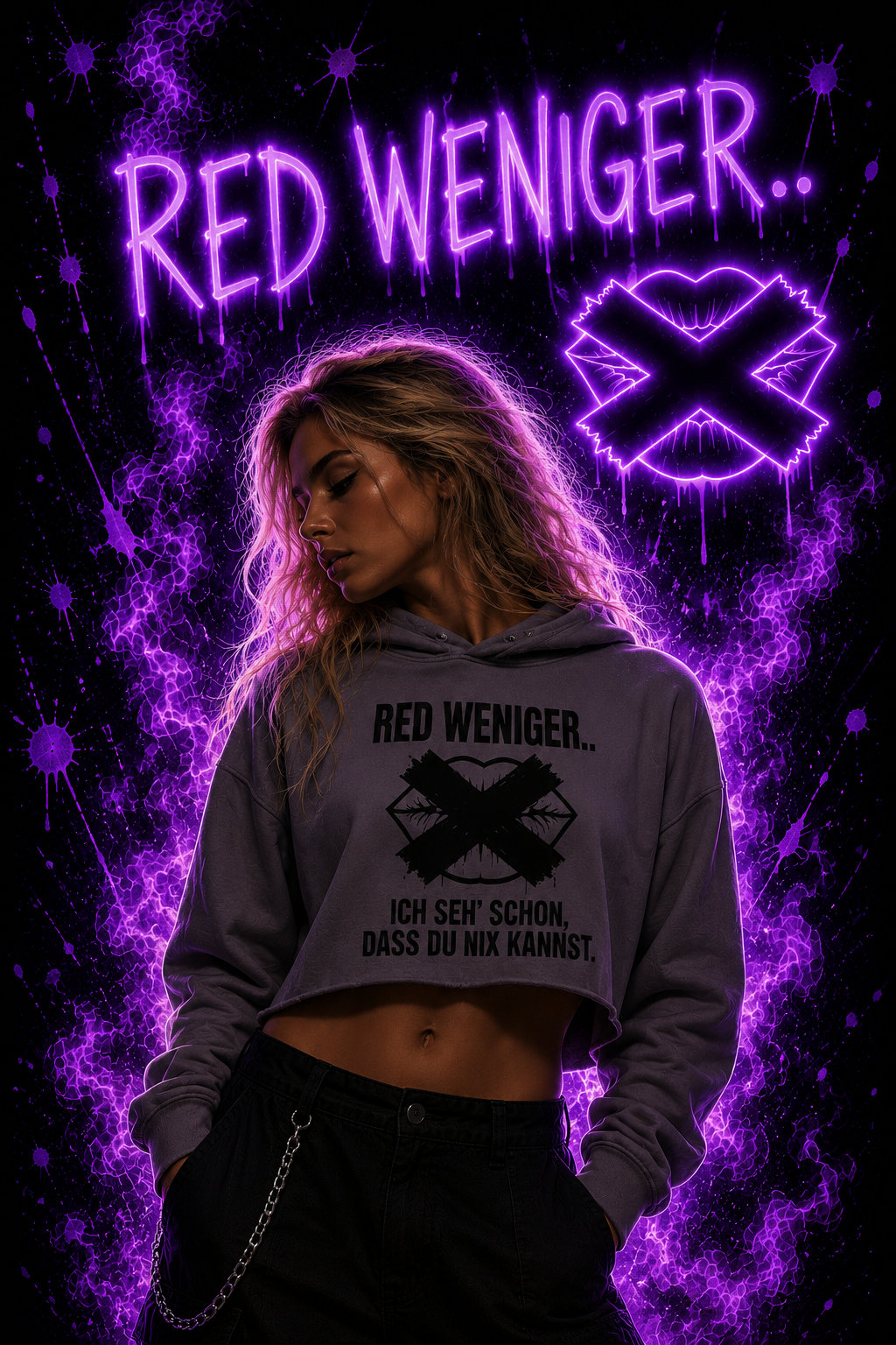 Red weniger | Crop-Hoodie