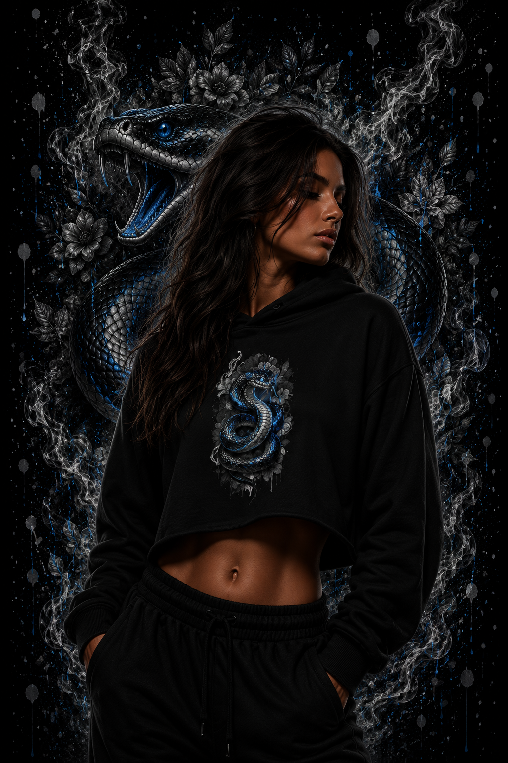 Glacier Serpent | Crop-Hoodie