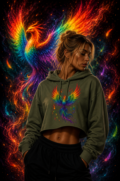 Regenbogen Phönix | Crop-Hoodie